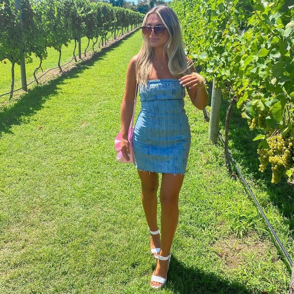 ZARA strapless jean dress